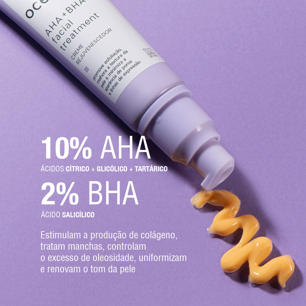 Creme Rejuvenescedor Lavável Aha + Bha Facial Treatment Océane 50ml