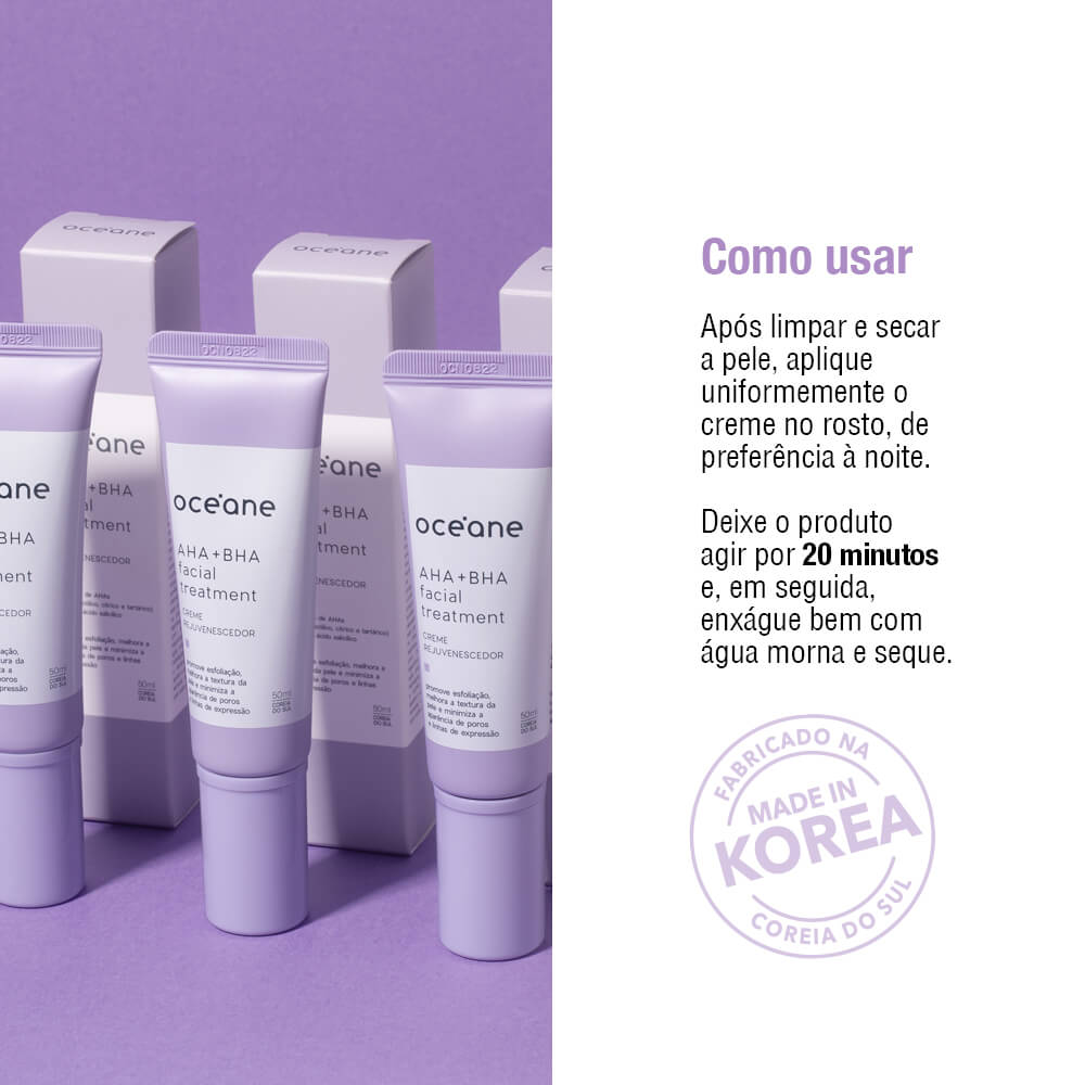 Creme Rejuvenescedor Lavável Aha + Bha Facial Treatment Océane 50ml