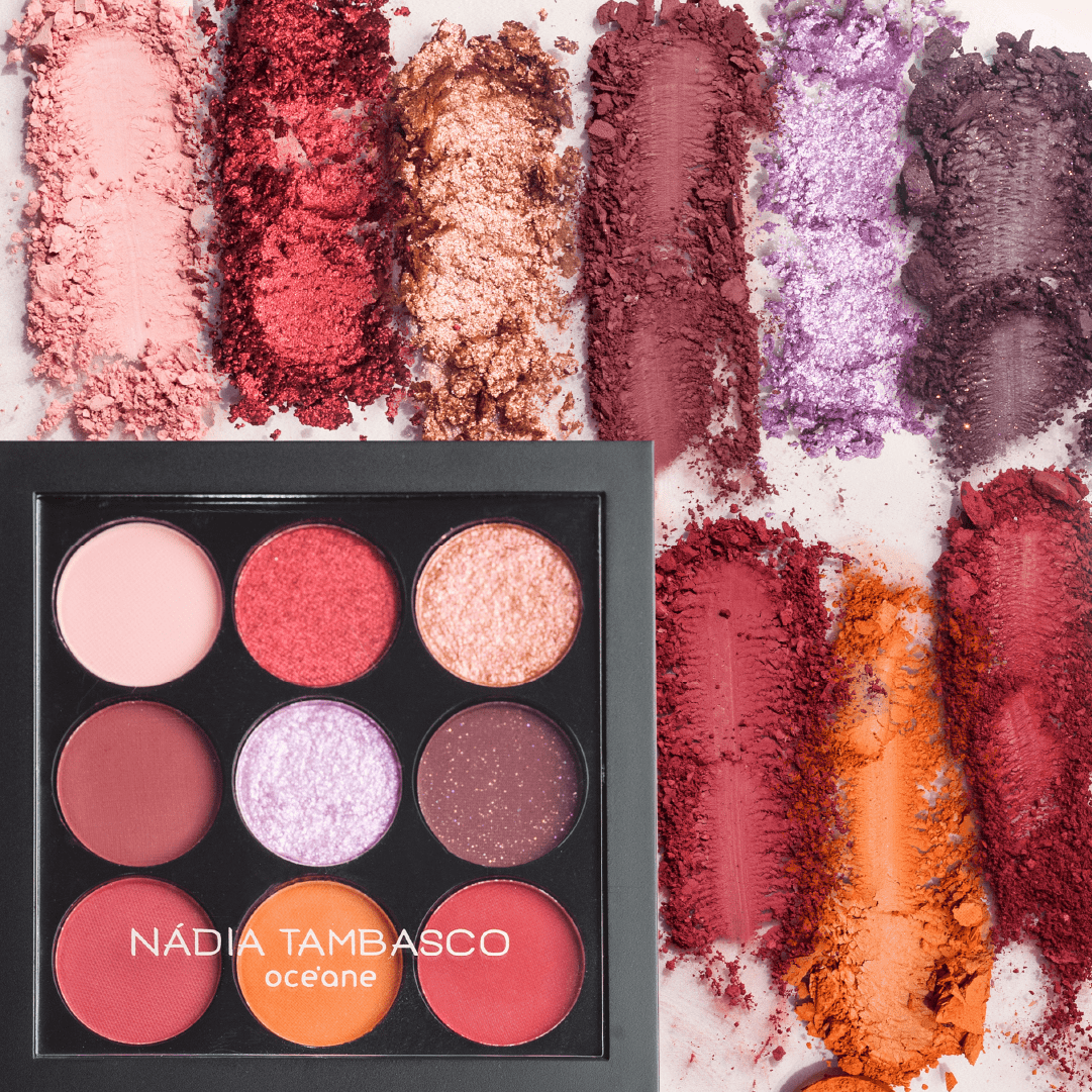 Kit Paleta de Sombras To Go Fire Revitalizador Labial Máscara de Sobrancelha Castanho Nádia Tambasco By Océane