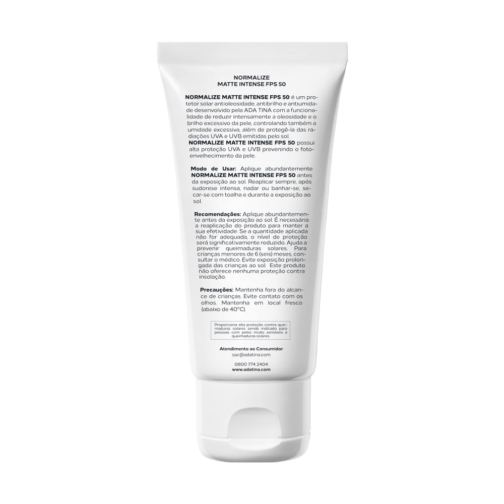 Protetor Solar para Peles Oleosas Normalize Matte Intense FPS 50 Ada Tina 40ml