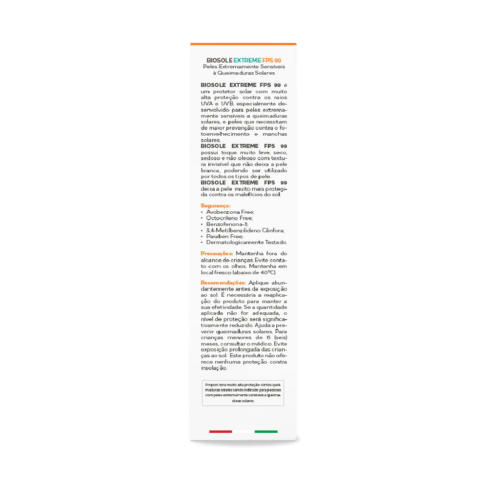 Protetor Solar Biosole Extreme FPS 99 Máximo Bloqueio Anti-Melasma 40ml