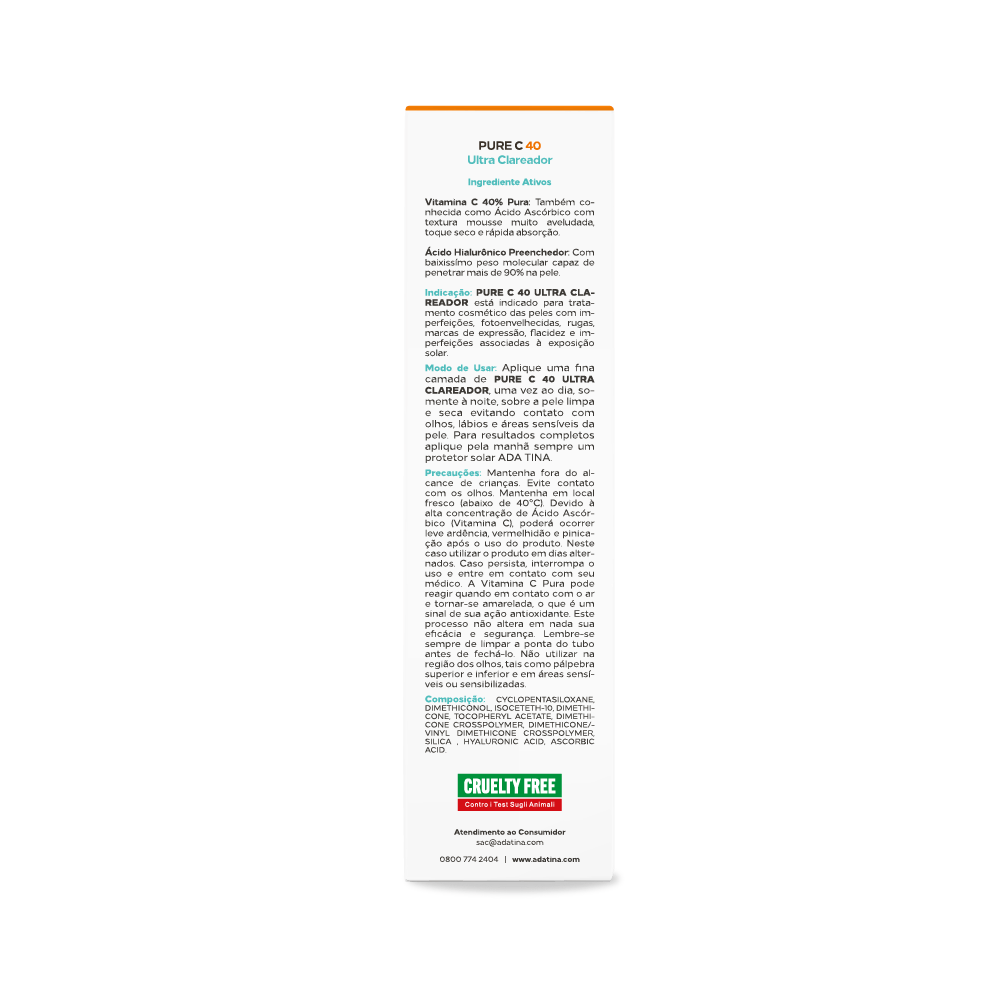 Pure C 40 Ultra Clareador 2x Mais Vitamina C Pura Renova e Clareia