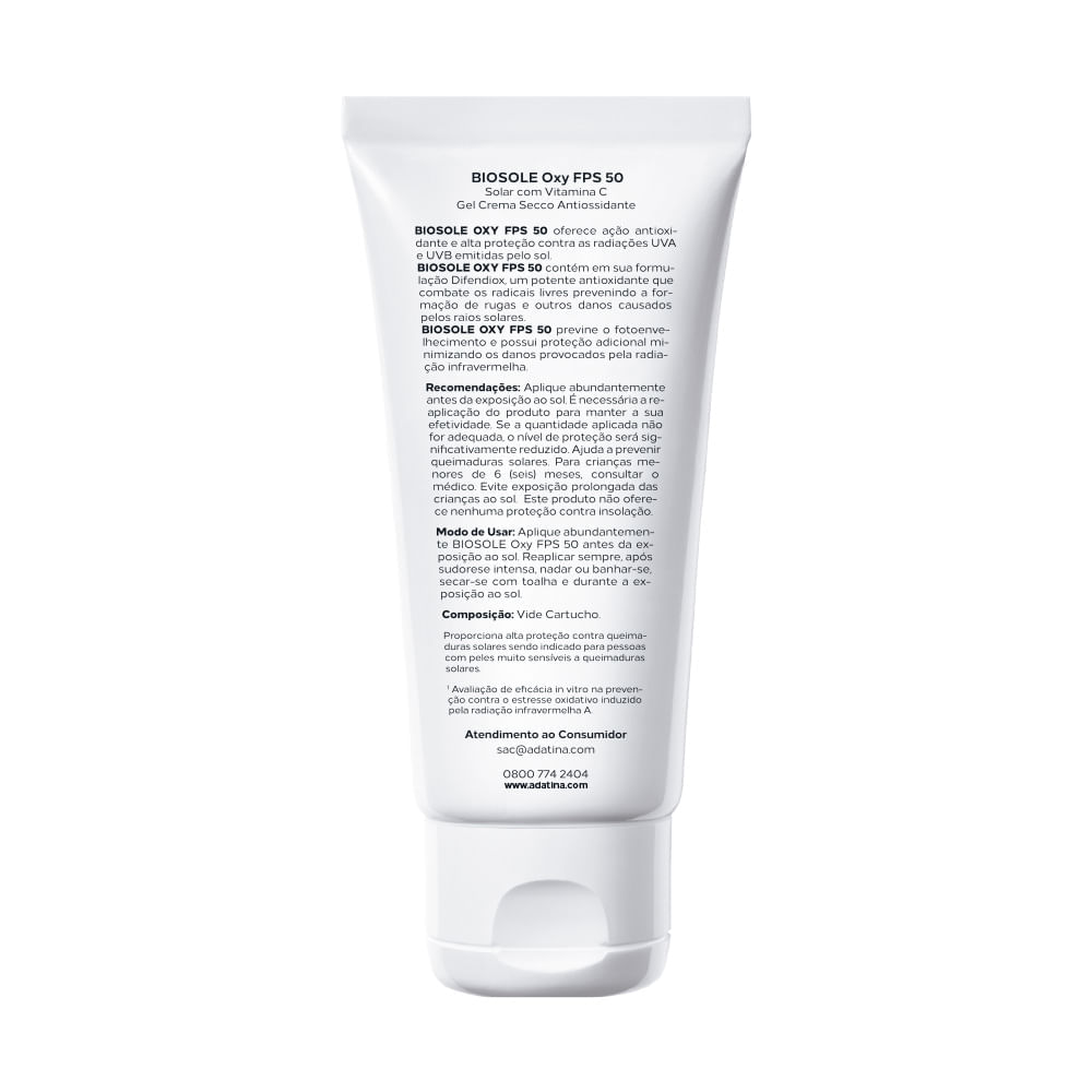 Protetor Solar Clareador Biosole Oxy FPS 50 Vitamina C e Niacinamida 40ml
