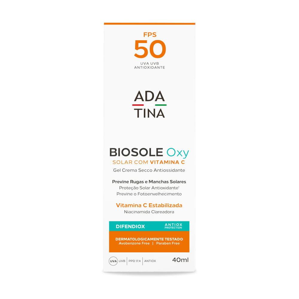 Protetor Solar Clareador Biosole Oxy FPS 50 Vitamina C e Niacinamida 40ml