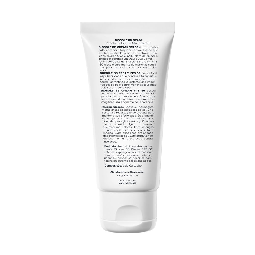 Protetor Solar Com Cor Toque Seco Biosole BB Fps 60 Cor Vaniglia 40ml