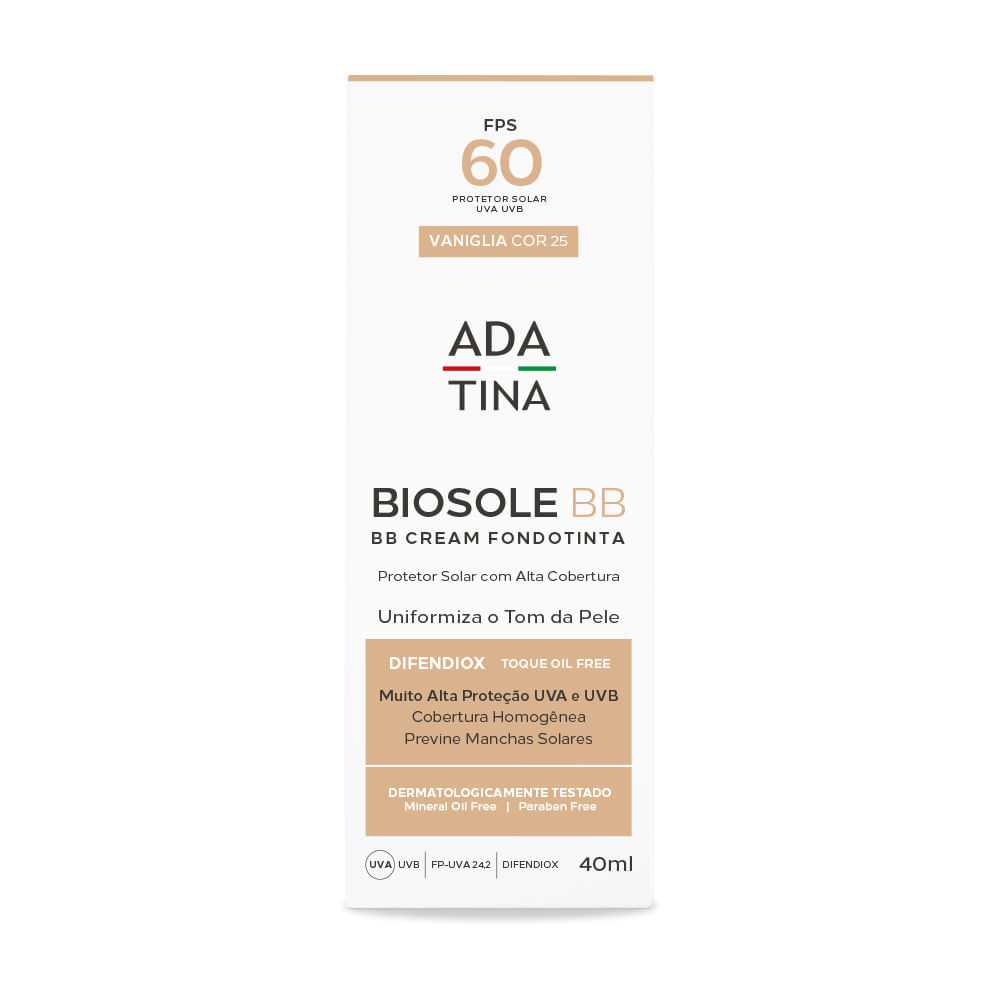 Protetor Solar Com Cor Toque Seco Biosole BB Fps 60 Cor Vaniglia 40ml
