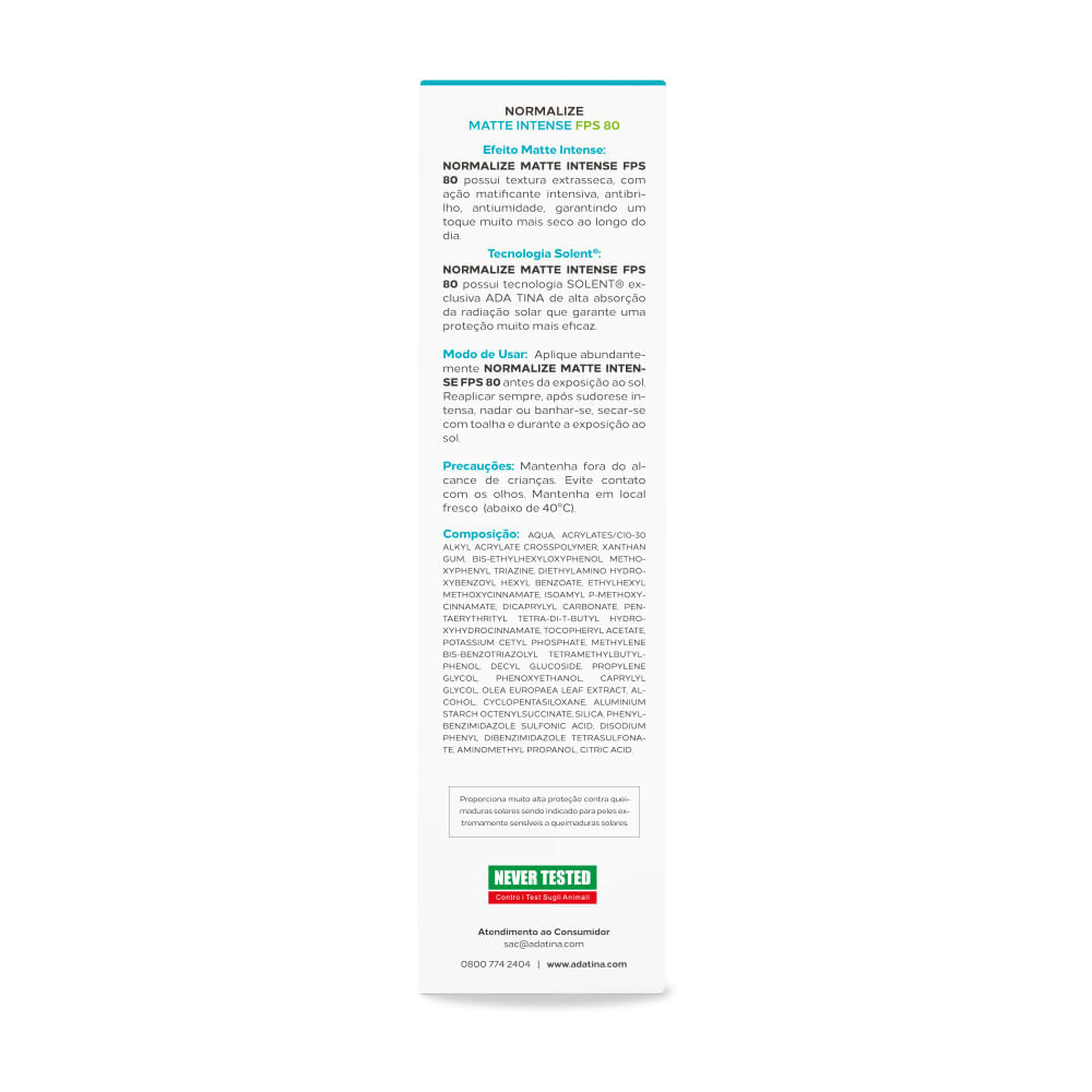 Protetor Solar Pele Oleosa Normalize Matte Intense FPS 80 30ml
