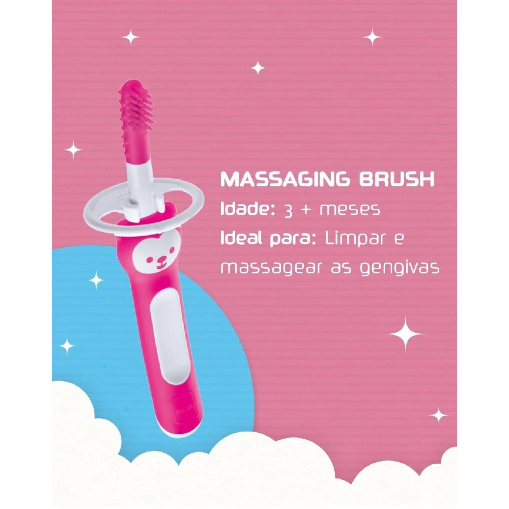 Escova De Dentes Para Bebês Massaging Brush 3M+ Azul MAM