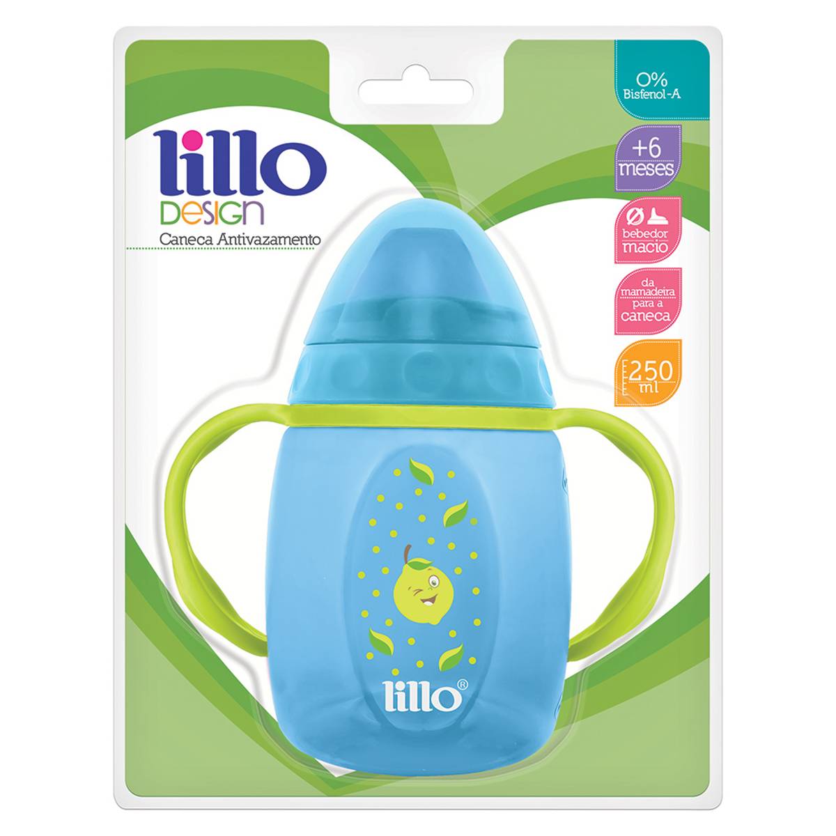 Copo de Treinamento Infantil com Alça Design 250ml Azul Lillo