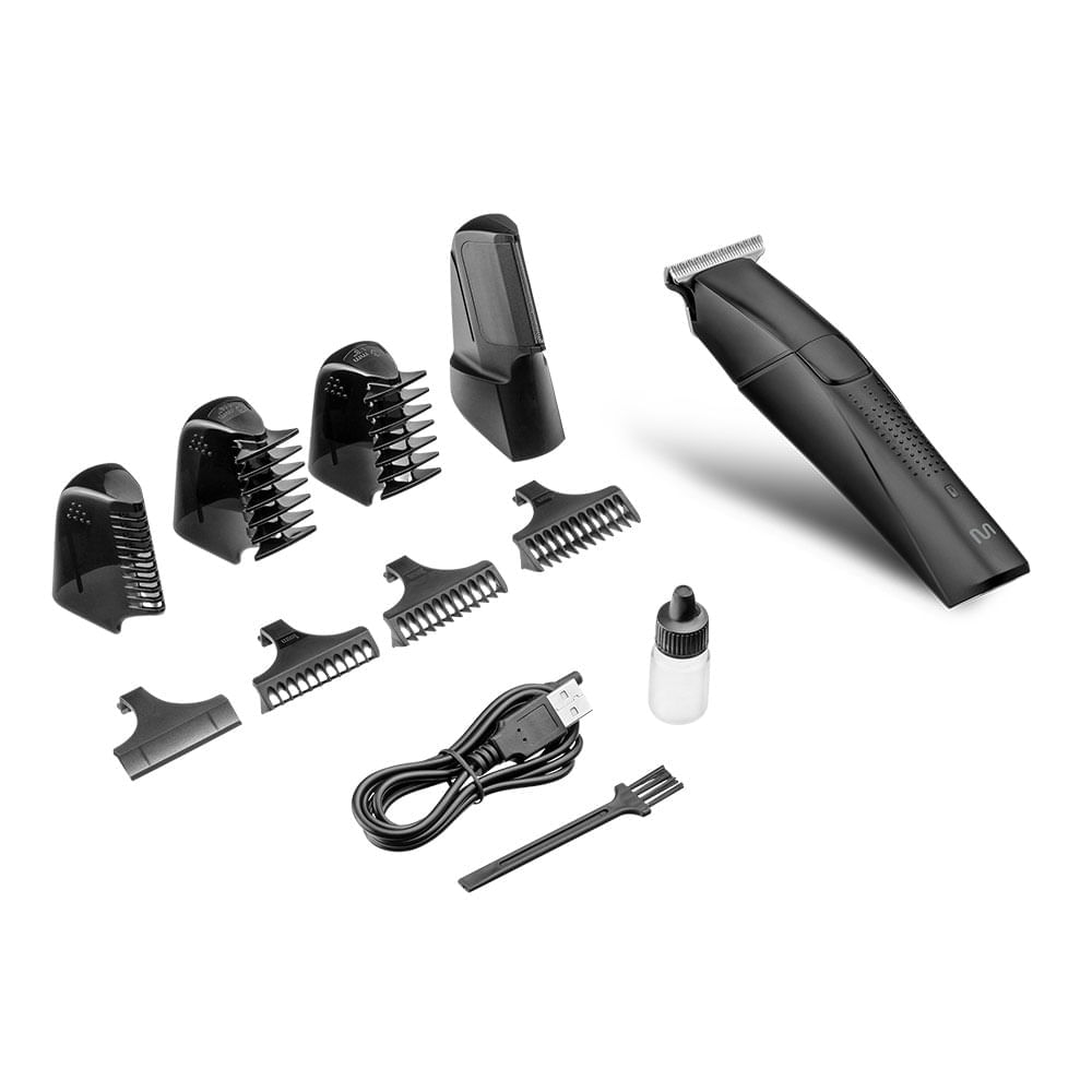 Aparador de Pelos e Barbeador Multifunção 9 em 1 c/ Lâmina Navalha e Bolsa para Acessórios Bivolt Multi EB041