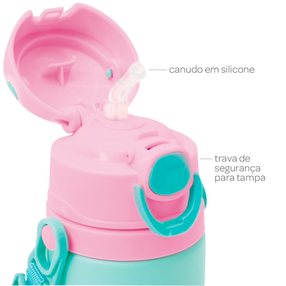 Garrafa De Alumínio Infantil Com Canudo Buba 450ml Girafa