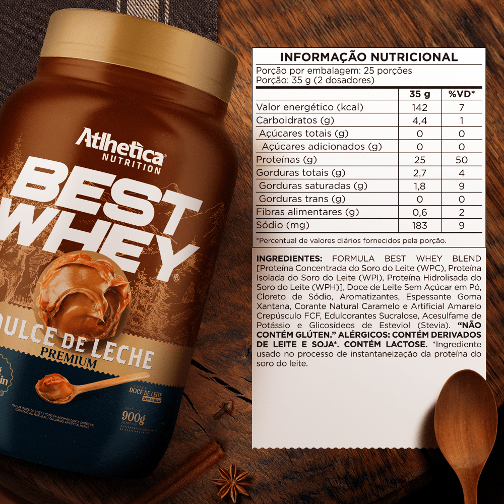 Suplemento Alimentar Best Whey Protein Dulce de Leche Premium Atlhetica Nutrition 900g