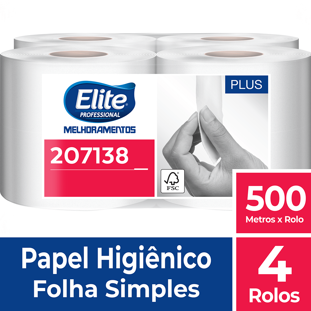 Papel Higiênico Rolo Plus 4 Rolos Folha Simples 500m