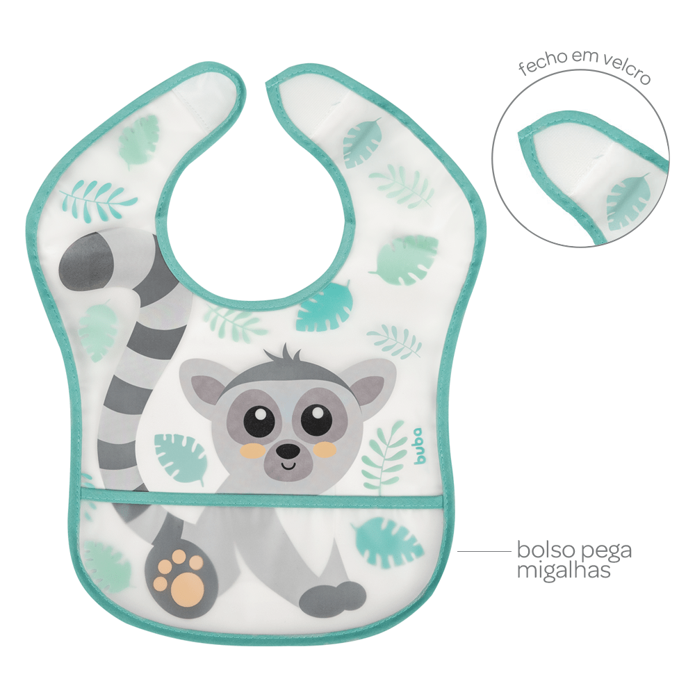 Babador Com Bolso Impermeável Lêmure Buba