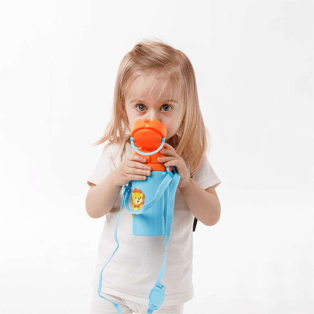 Garrafa De Alumínio Infantil Com Canudo Fun 450ml Leão Buba