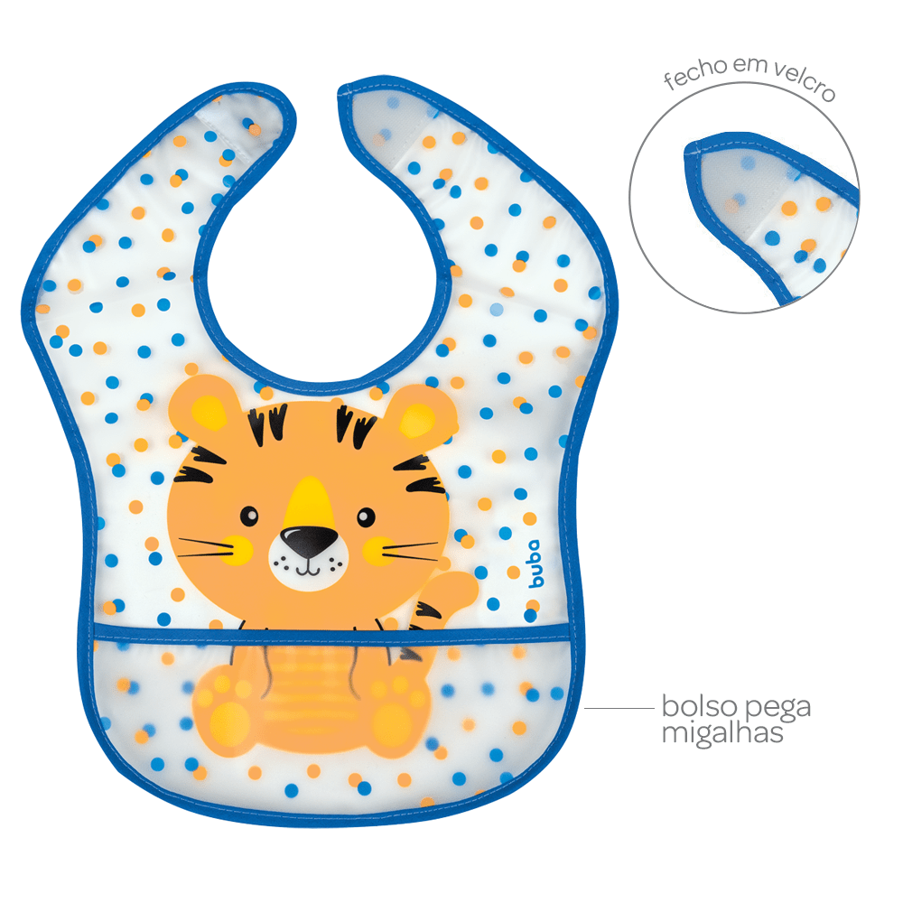 Babador Com Bolso Impermeável Tigrinho Buba