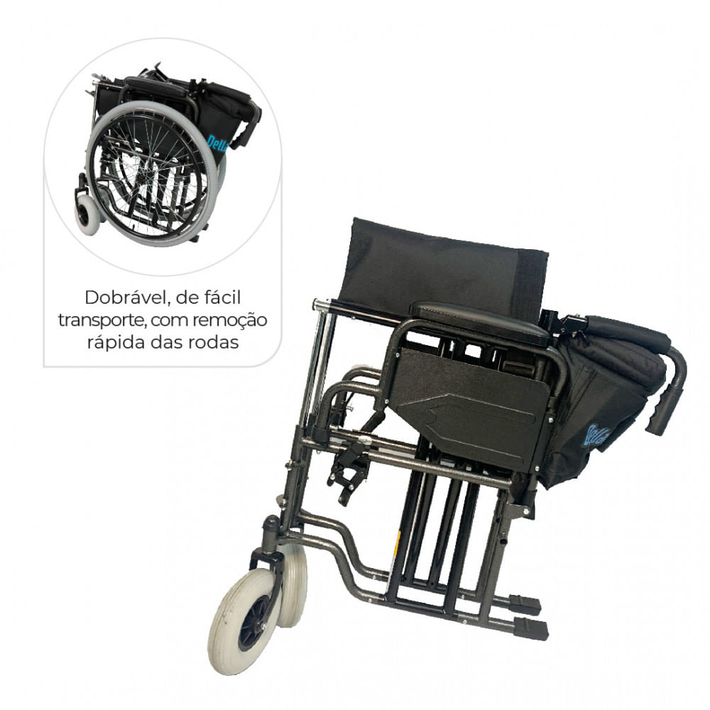 Cadeira de Rodas Aço Dobrável até 120 Kg Tamanho 46 D400 Dellamed