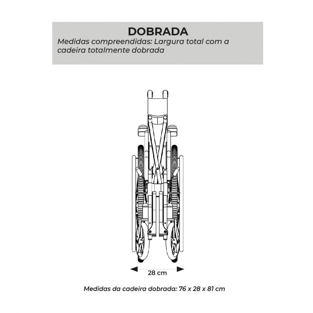 Cadeira de Rodas Aço Dobrável até 120 Kg Tamanho 46 D400 Dellamed