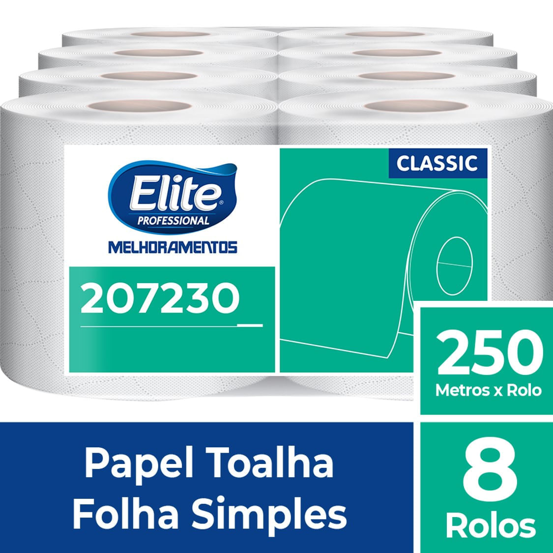 Toalha Em Rolo Classic Com 8 Rolos De Folha Simples 250 M