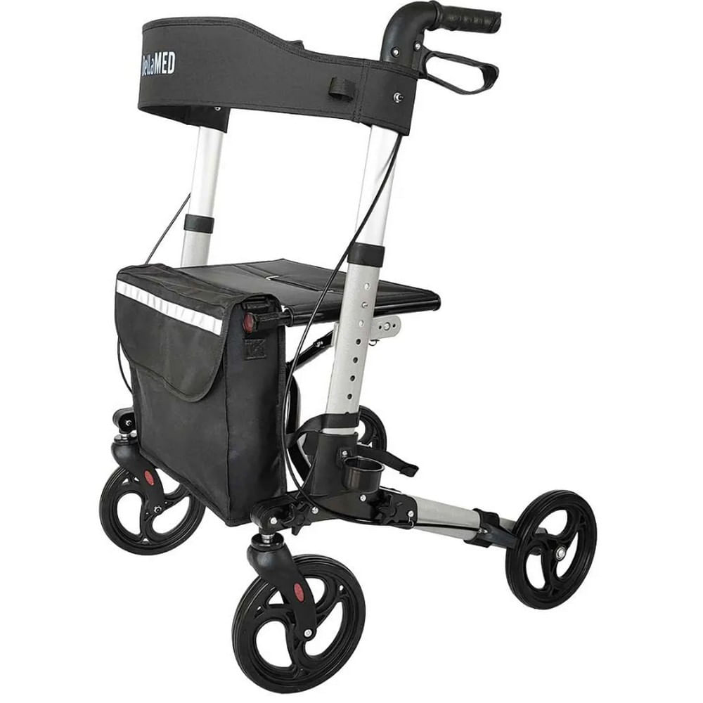 Andador de Alumínio Compacto 4 Rodas com Assento D14 Dellamed