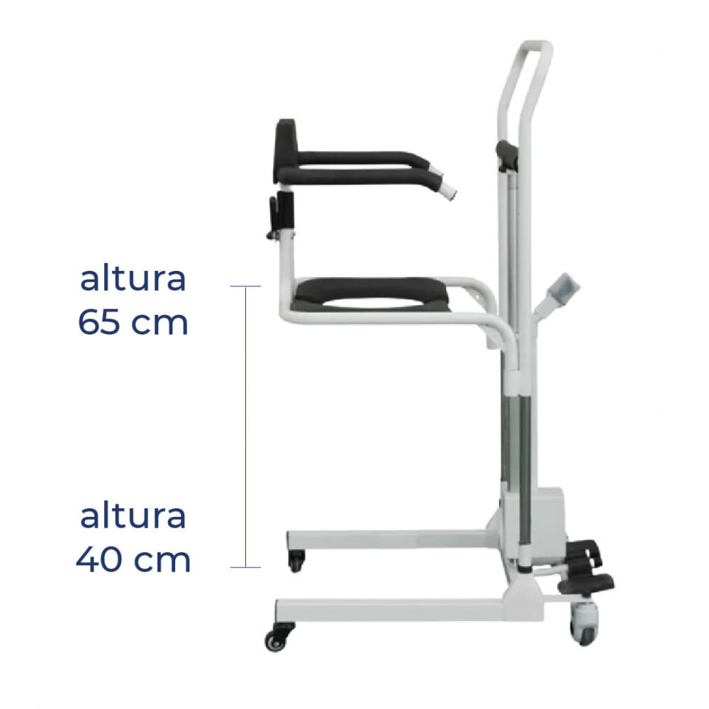 Cadeira de Transferência Multiuso com Elevação Eletrônica até 135 Kg D80 Dellamed