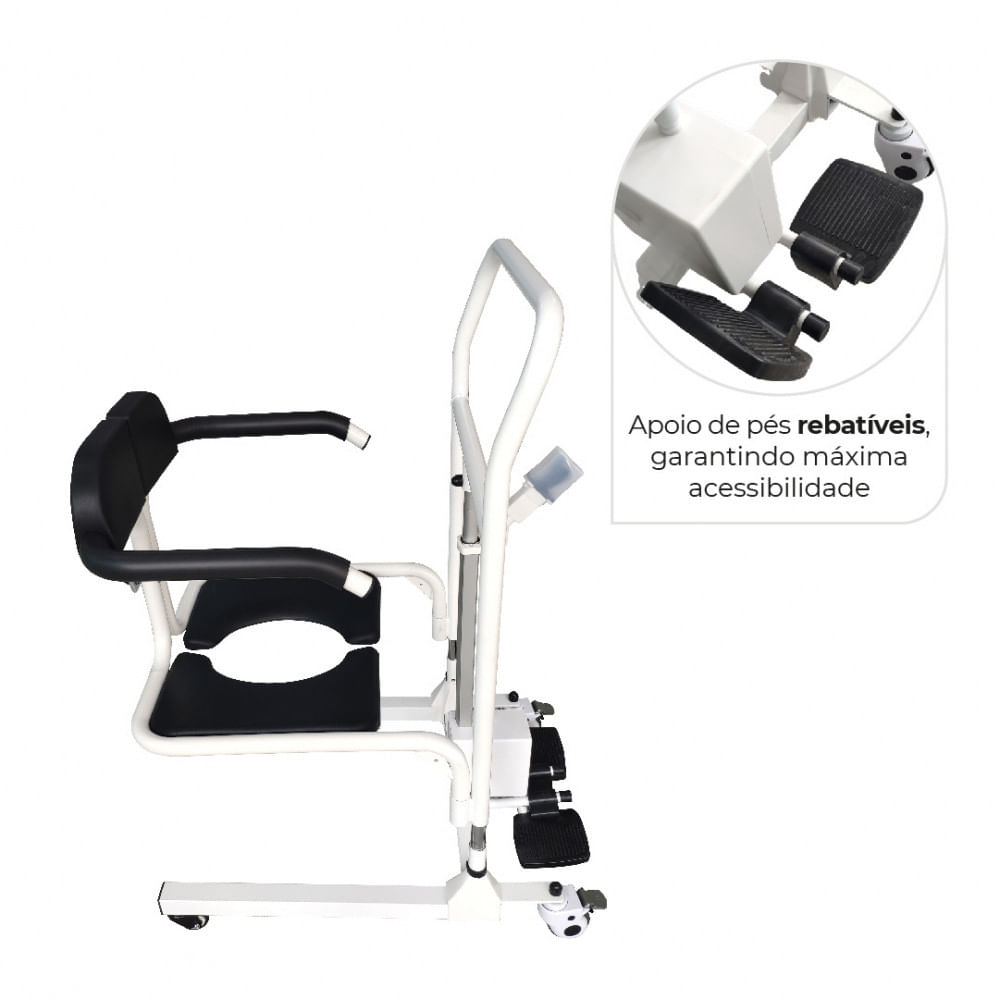 Cadeira de Transferência Multiuso com Elevação Eletrônica até 135 Kg D80 Dellamed
