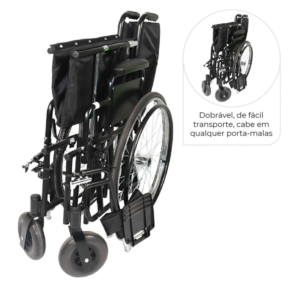 Cadeira de Rodas Dobrável Para Obeso 180 Kg D500 Dellamed