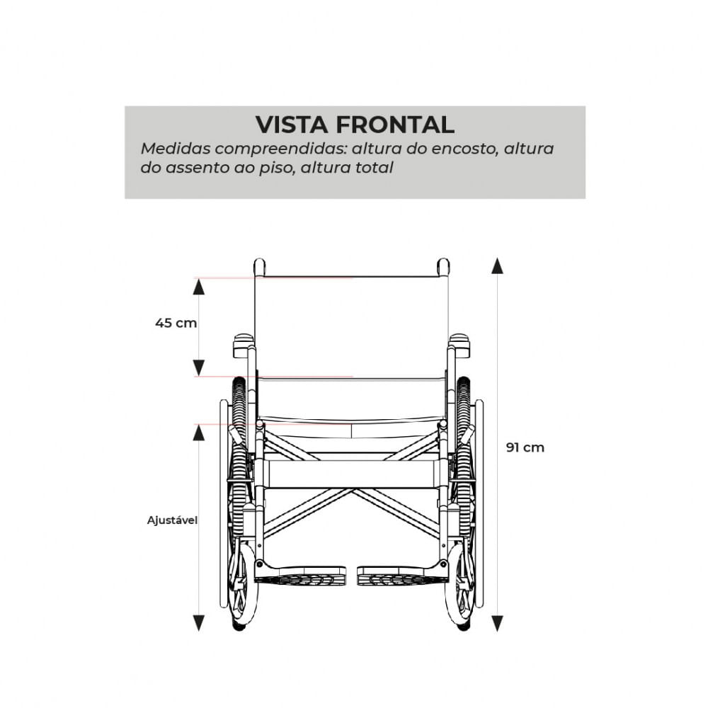 Cadeira de Rodas Dobrável Para Obeso 180 Kg D500 Dellamed