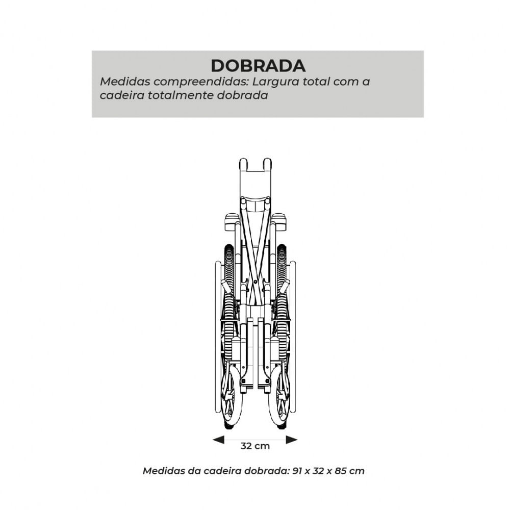Cadeira de Rodas Dobrável Para Obeso 180 Kg D500 Dellamed