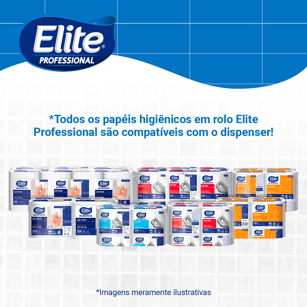 Combo Dispenser de Papel Higiênico + Rolo Papel Higiênico Plus Folha Simples Elite Professional