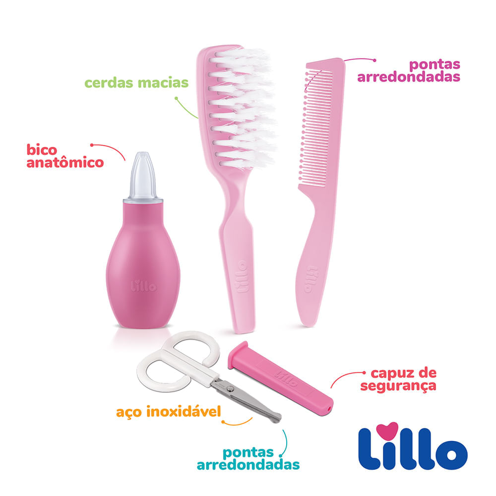 Kit De Higiene Para Recém Nascido Lillo Rosa