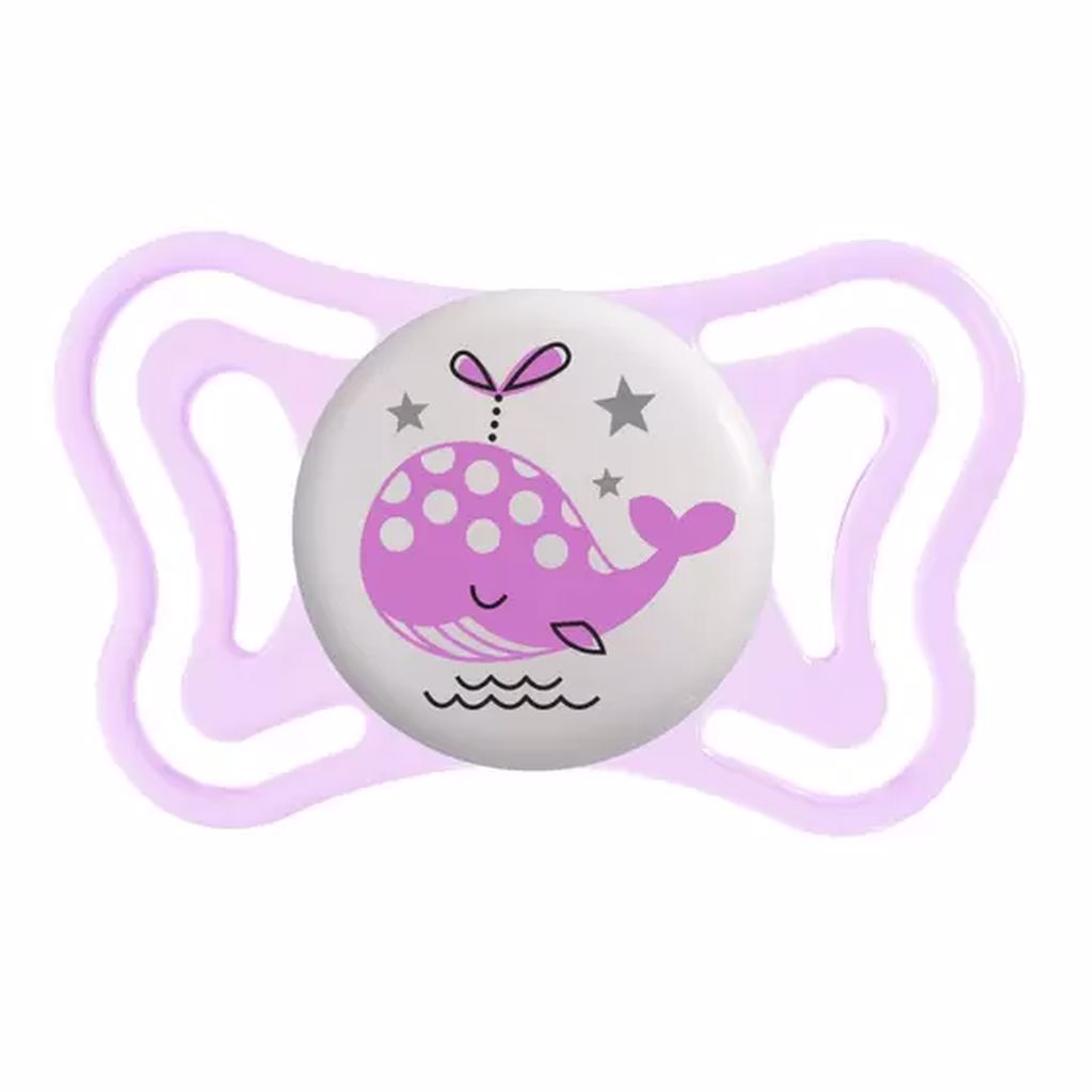 Chupeta de Silicone Physio Light Lumi 0 a 6 meses 2 Unidades Chicco Branco e Rosa