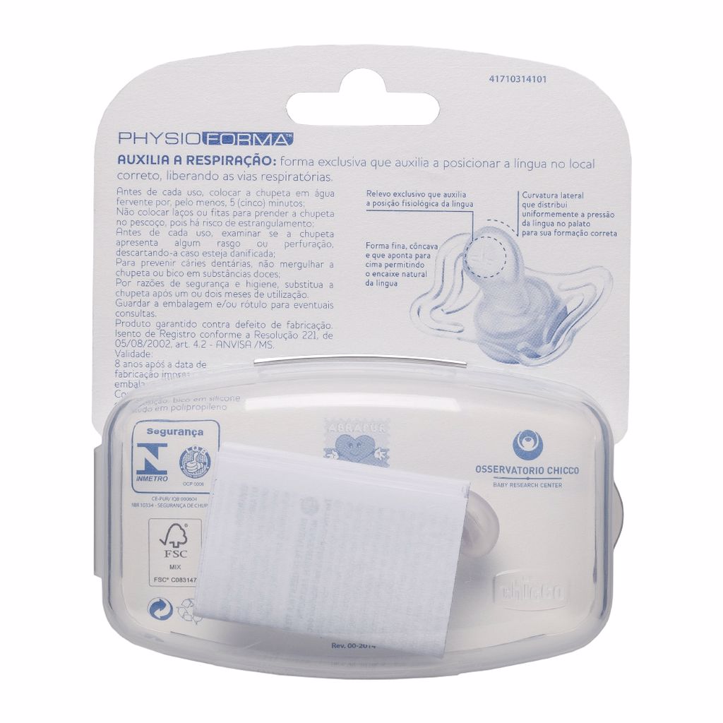 Chupeta de Silicone Physio Light Lumi 0 a 6 meses 2 Unidades Chicco Branco e Rosa