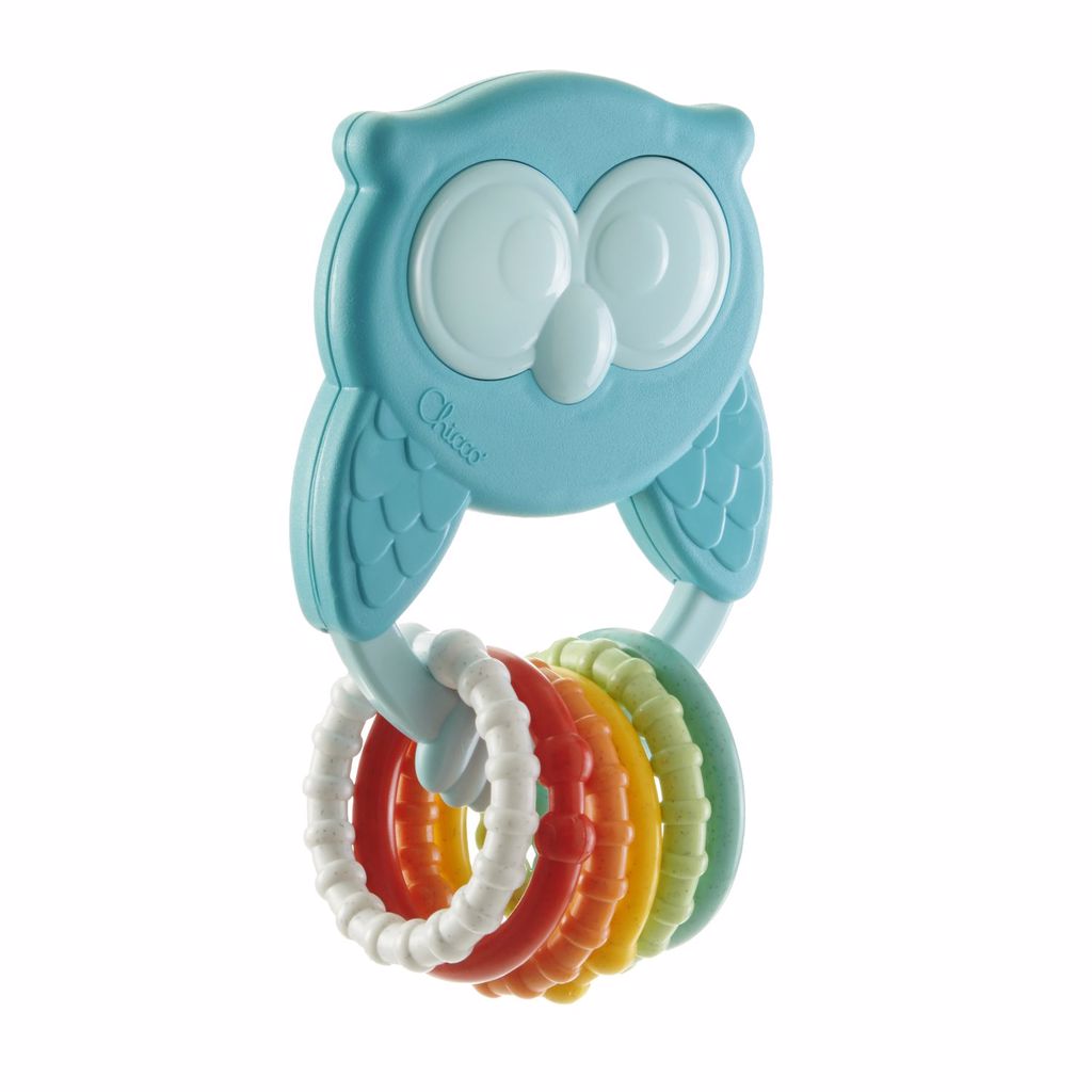 Chocalho Mordedor Roca Mocho Eco Chicco Corujinha Azul