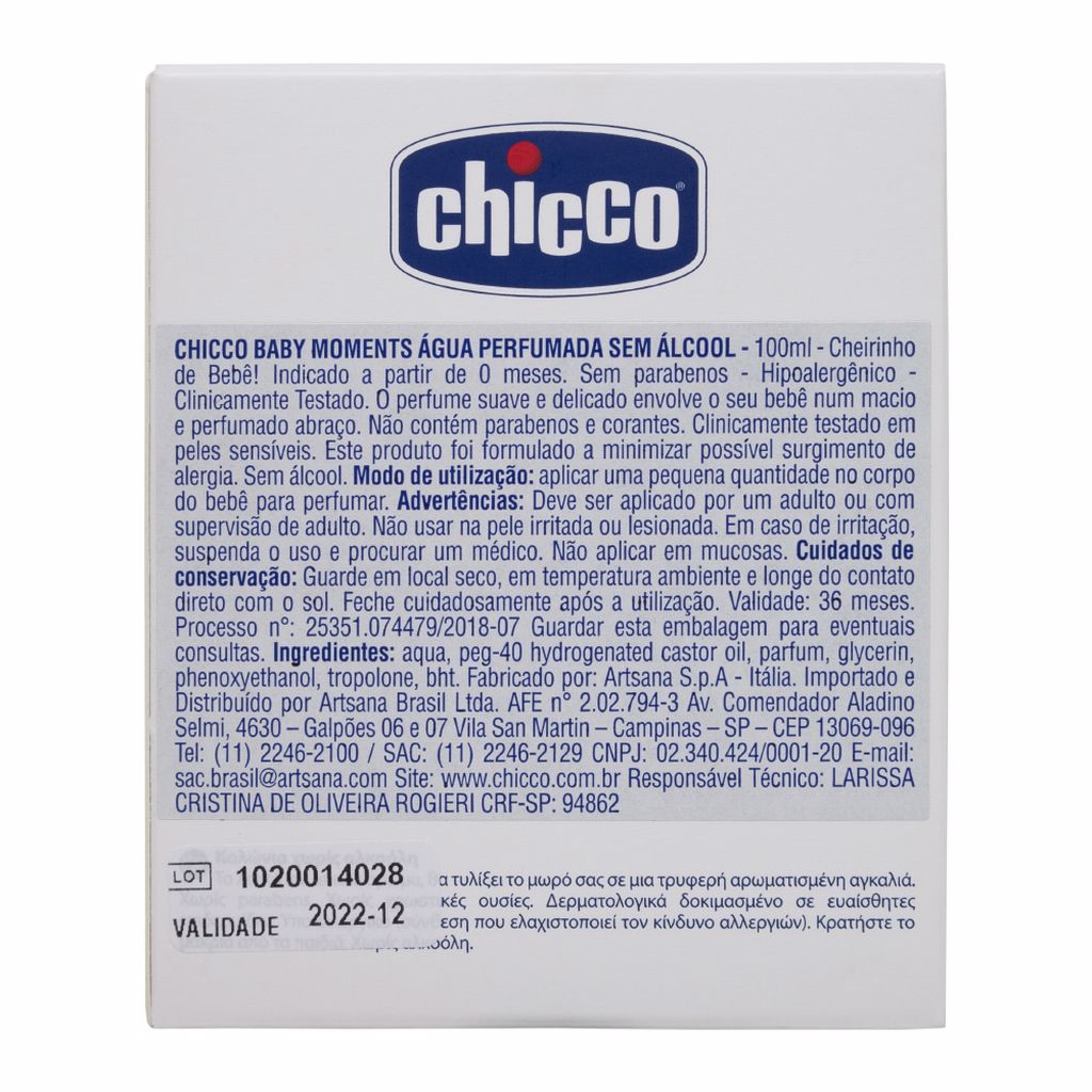 Água Perfumada Suave Pele Delicada Chicco 100ml