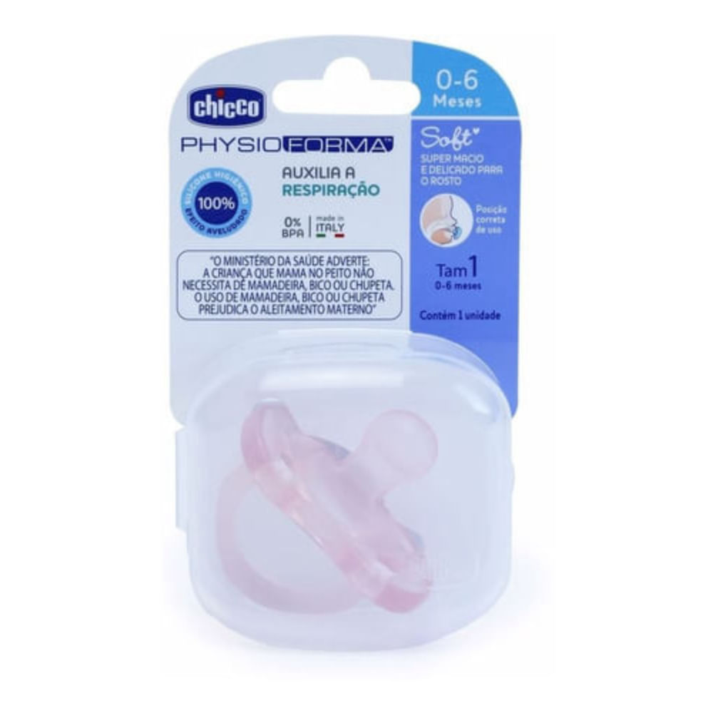 Chupeta Physio Forma Soft 0-6M Chicco Rosa Claro