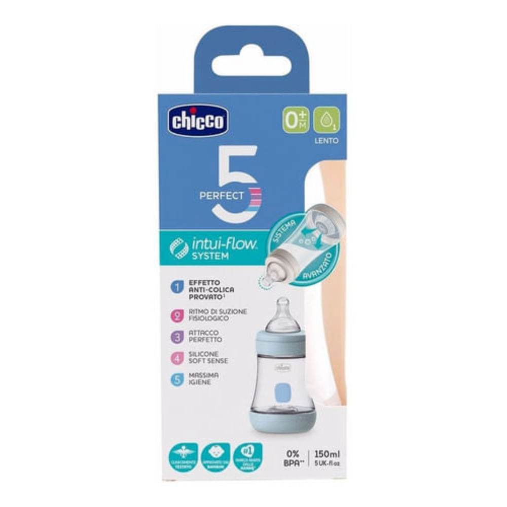 Mamadeira Perfect 5 150ML Fluxo Inicial Chicco Azul