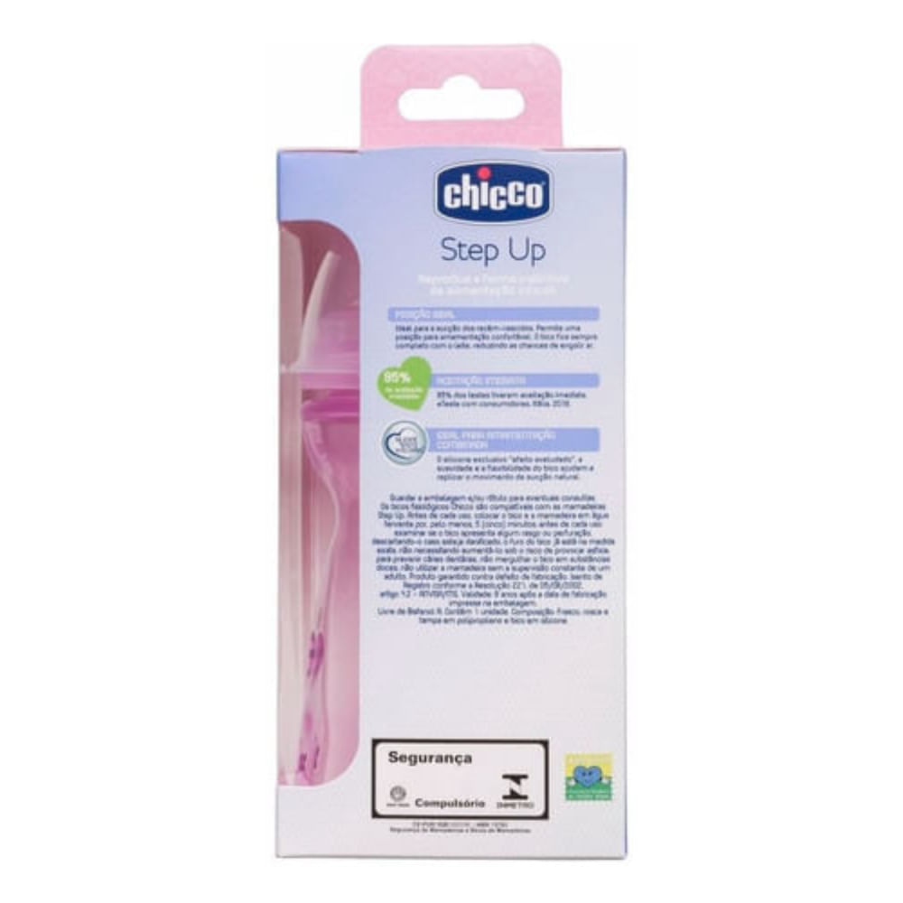 Mamadeira Step Up 6M+ 330ML Fluxo Rápido Chicco Rosa