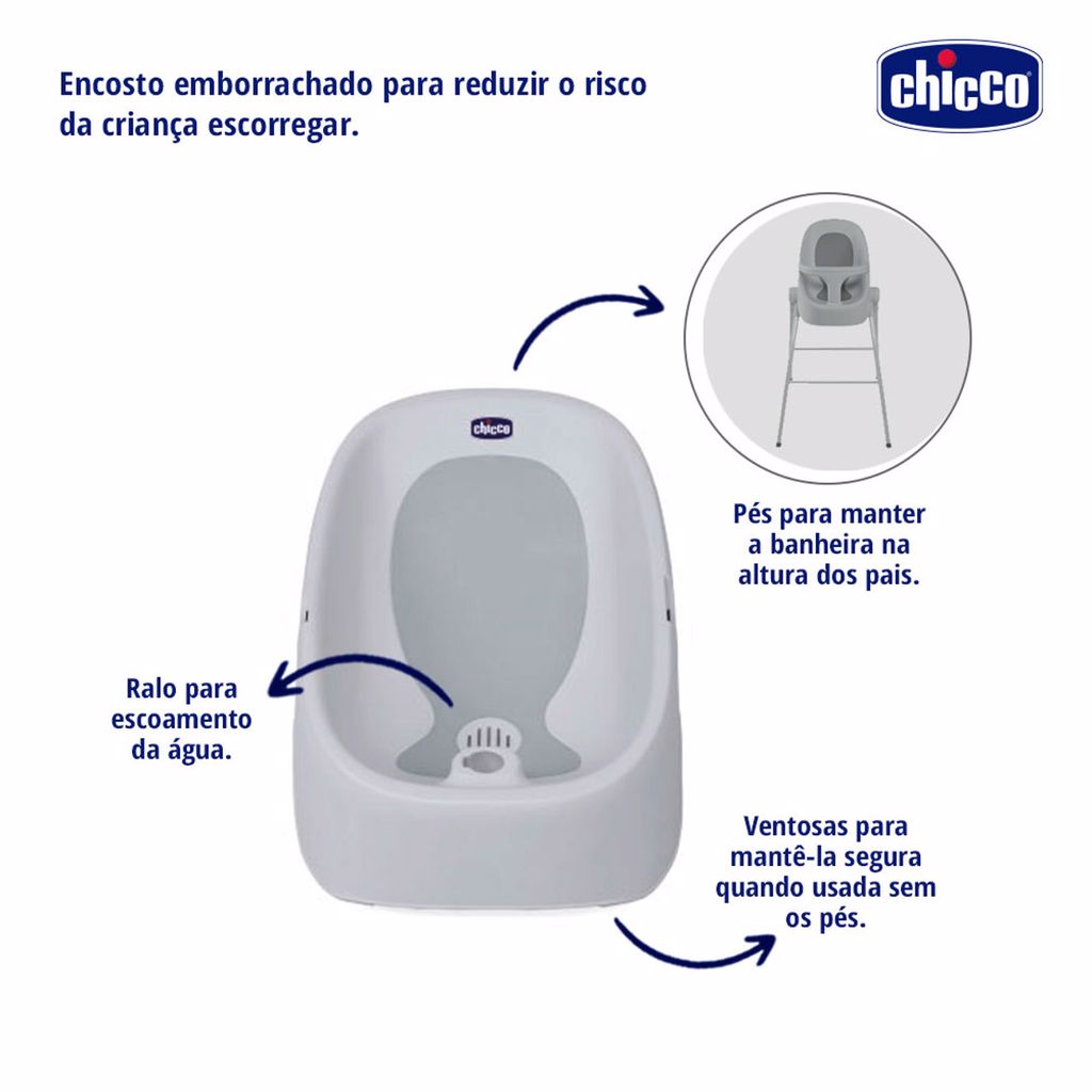 Banheira Infantil Bubble Nest Chicco Cool Grey