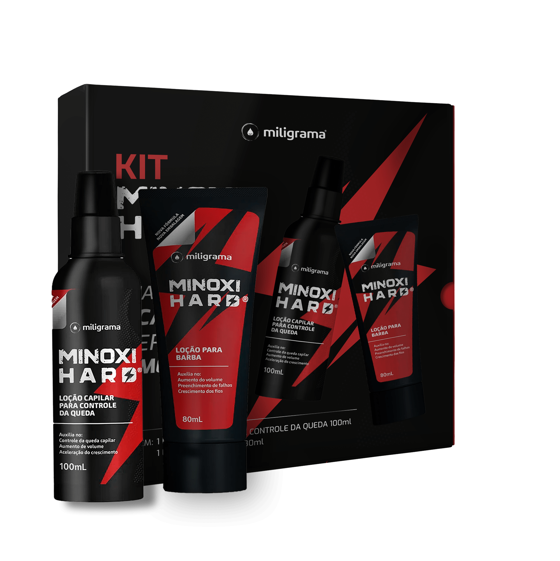 Kit MinoxiHard Cabelo e Barba Miligrama