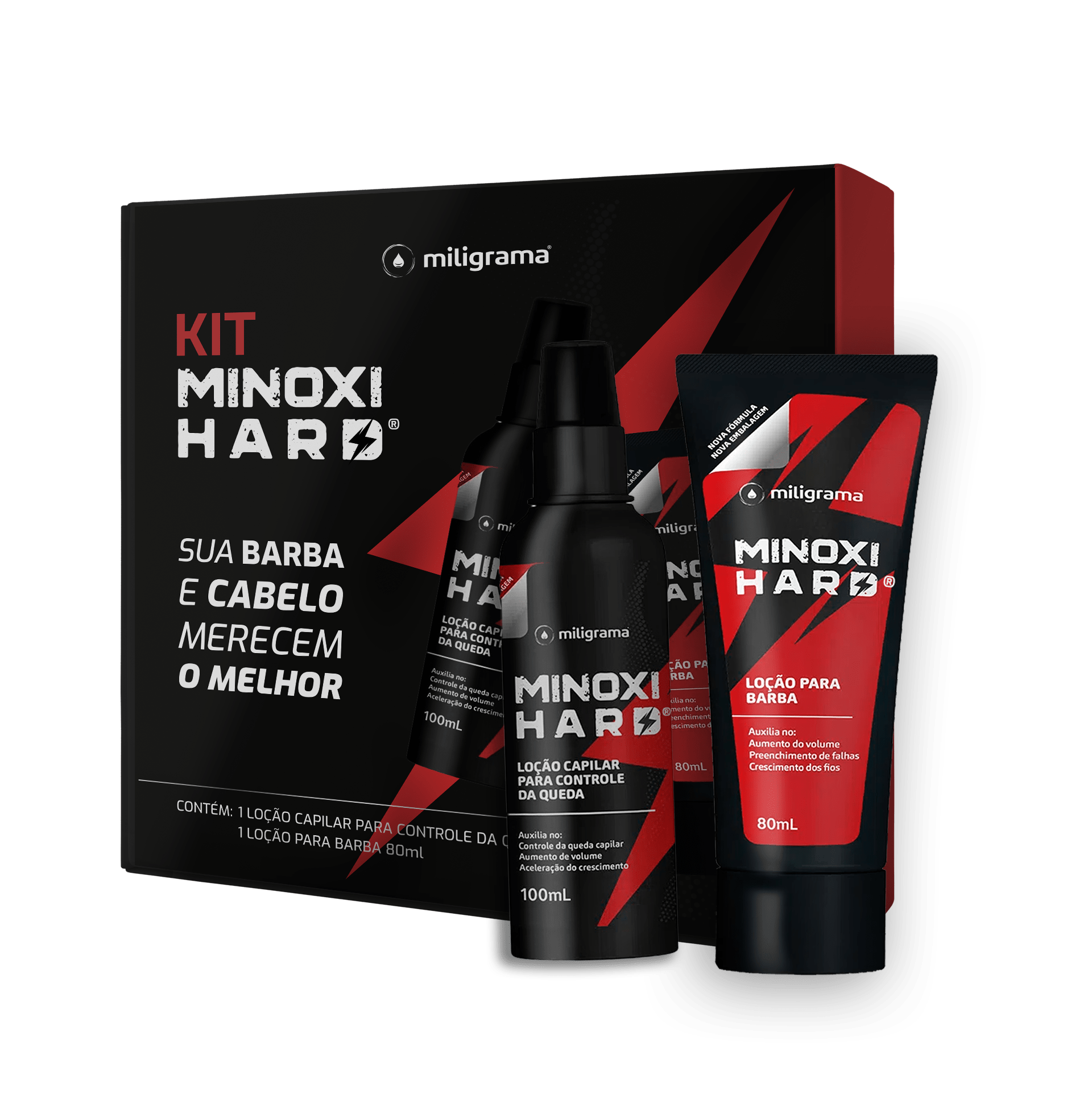 Kit MinoxiHard Cabelo e Barba Miligrama