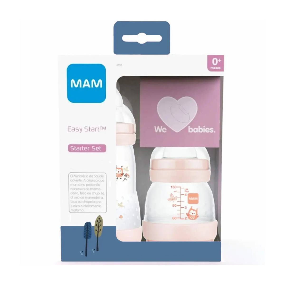Kit 2 Mamadeiras Easy Start Set 130/260ml Rosa MAM