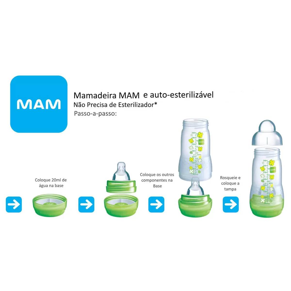 Kit 2 Mamadeiras Easy Start Set 130/260ml Rosa MAM