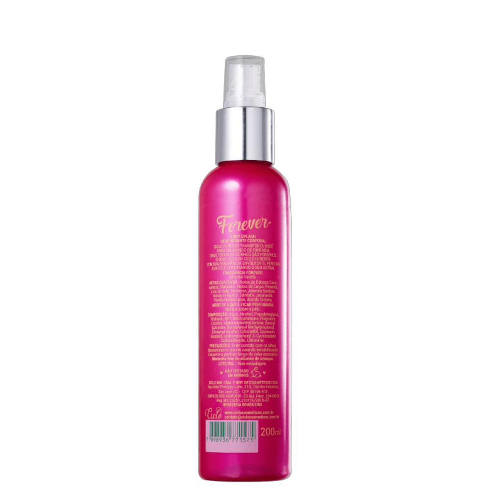 Body Spray Ciclo Cosméticos Forever Deo Colônia 200ml