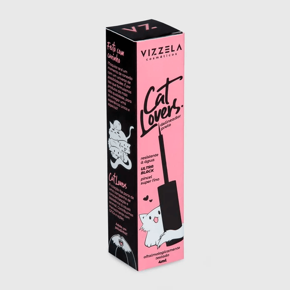 Delineador Vizzela Cat Lovers Preto 4ml