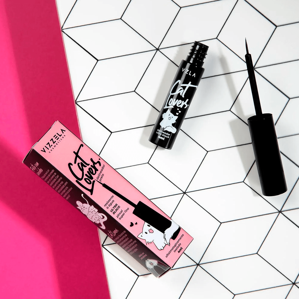 Delineador Vizzela Cat Lovers Preto 4ml