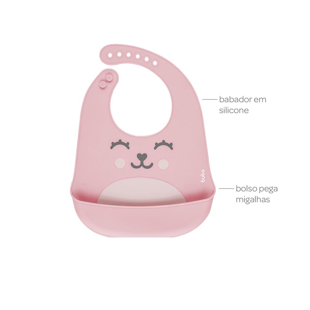 Babador de Silicone Gumy Pega Migalhas Rosa Buba