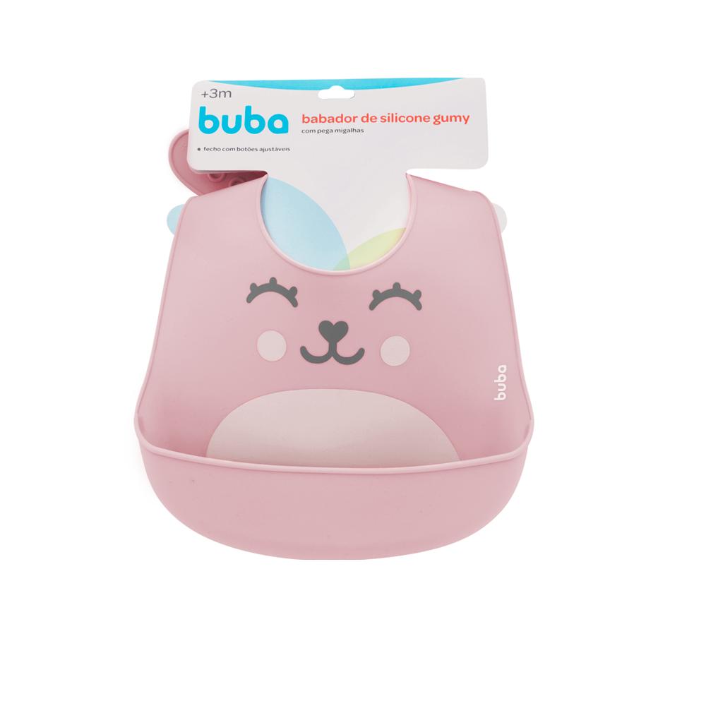 Babador de Silicone Gumy Pega Migalhas Rosa Buba