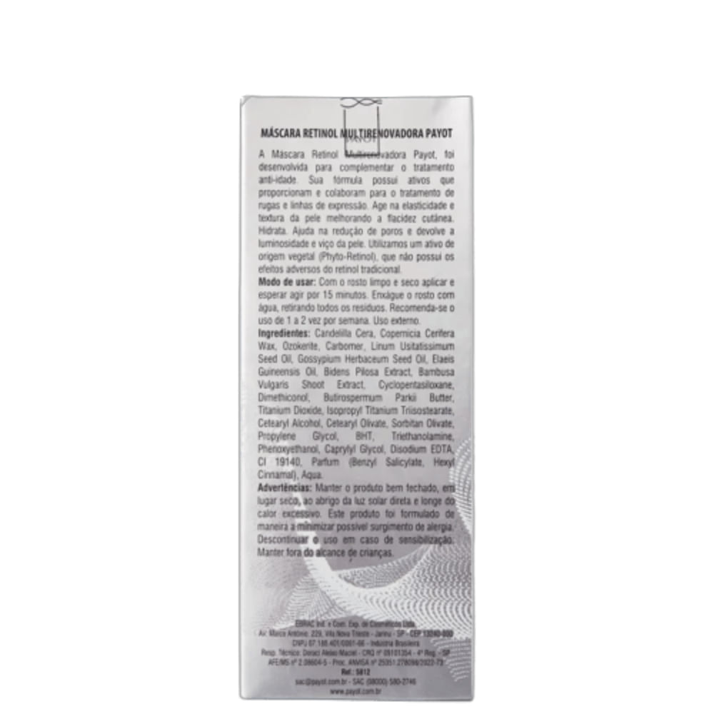 Máscara Multirenovadora Facial Payot Retinol Vegetal 50g