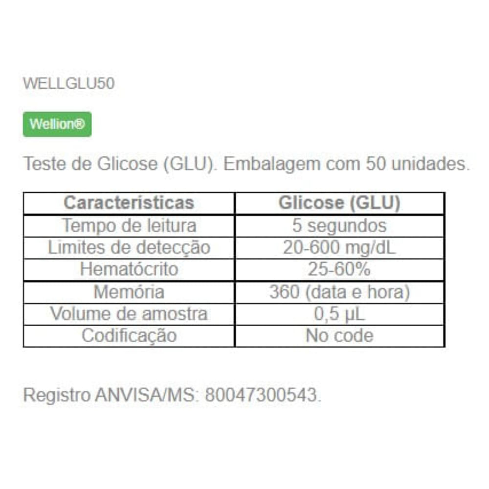 50 Tiras de Glicose Luna Wellion